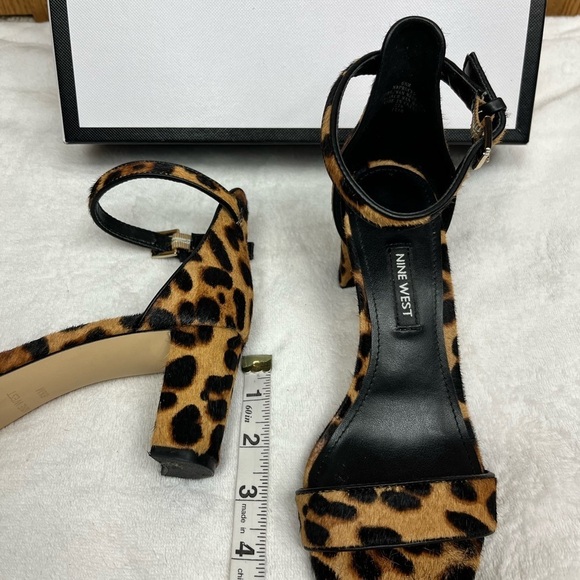Nine West Pruce Open Toe 2.5” Block Heel Ankle-Strap Sandal Leopard Print 6.5 - Picture 7 of 11